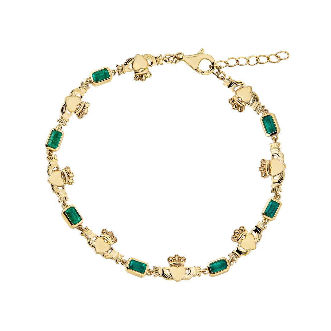 Product image of 14K Gold Emerald Claddagh Bracelet from Solvar jewellery