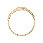 product shot of men's large claddagh ring showcasing the shank of the ring