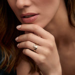 Solvar gold Claddagh ring on a model 