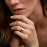 Solvar gold Claddagh ring on a model 