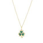 Solvar 10k gold malachite shamrock necklace S46925