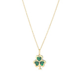 Solvar 10k gold malachite shamrock necklace S46925