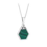 stock image of Malachite Hexagon Trinity Knot Necklace from Solvar