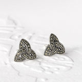 lifestyle image of Solvar marcasite trinity knot earrings