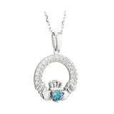march birthstone aquamarine claddagh necklace  S46117-03 from Solvar