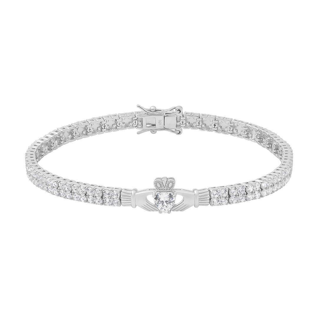 Product image of Silver Multi Cz Set Claddagh Tennis Bracelet from Solvar jewellery