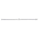Product shot of the Claddagh tennis bracelet with white cubic zirconia set, presented fully open.