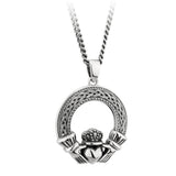 mens silver celtic claddagh pendant s46452 from Solvar
