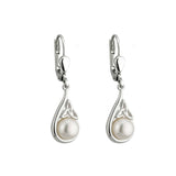 sterling silver pearl trinity knot drop earrings s33281 from Solvar