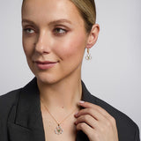diamond & emerald shamrock drop earrings s33744 on a model 1