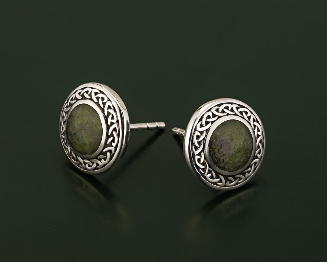 styled image of sterling silver celtic connemara marble round stud earrings s33773 from Solvar