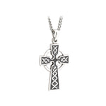  oxidised sterling silver Celtic cross pendant s44761 on a heavy chain from Solvar