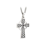  oxidised sterling silver Celtic cross pendant s44761 on a heavy chain from Solvar