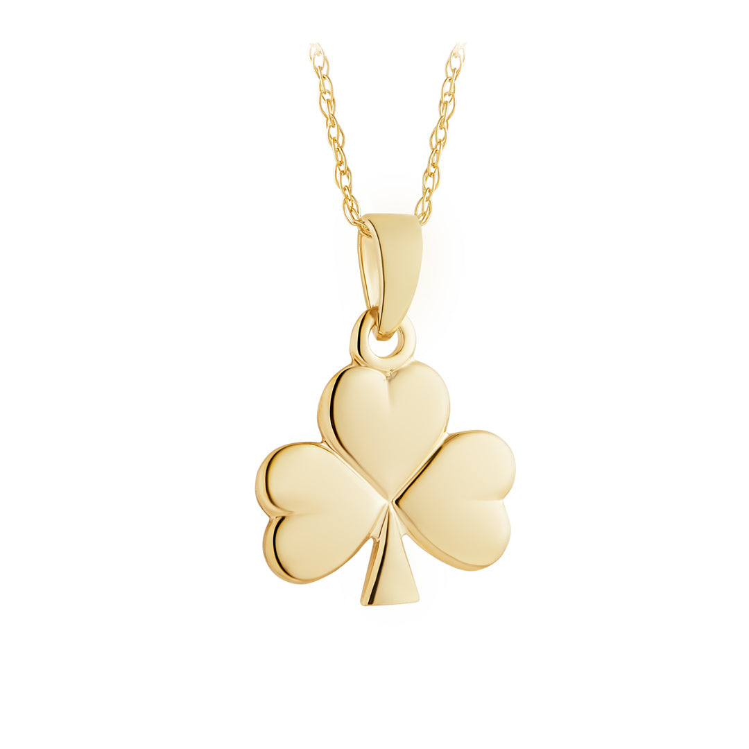 Product image of Yellow Gold Shiny Shamrock Necklace from Solvar jewellery