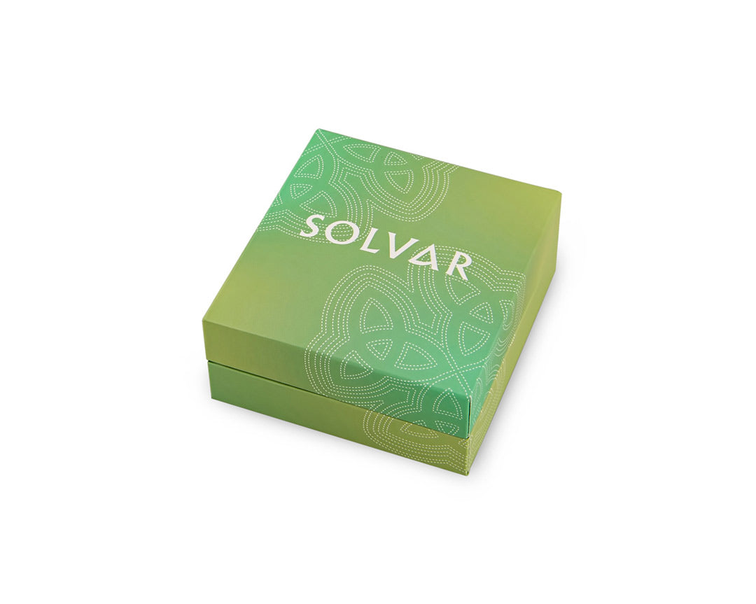 large bangle box with Solvar logo on it