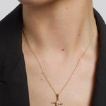 yellow gold st brigid's cross pendant s4279 from Solvar on a model
