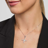 a female model wearing St Brigid's Cross pendant from Solvar