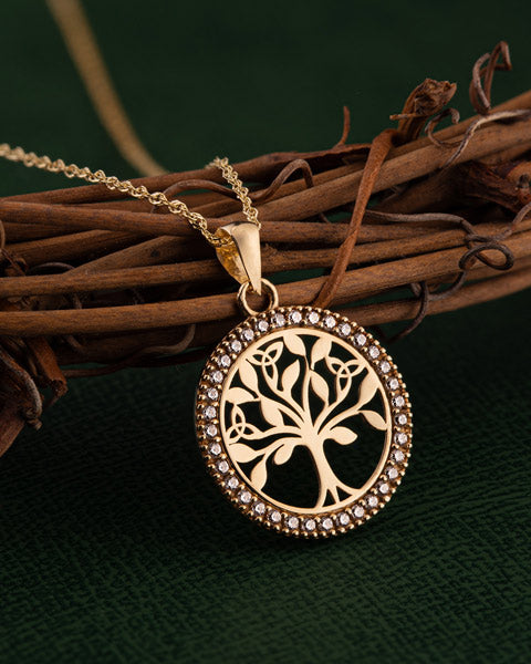 lifestyle image of irish tree of life necklace