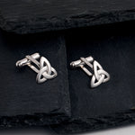 lifestyle image of Celtic Trinity Knot cufflinks in silver