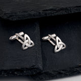 lifestyle image of Celtic Trinity Knot cufflinks in silver