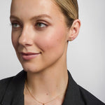 14K gold small trinity knot stud earrings s3077 on a model 2