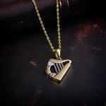styled image of  two tone gold harp pendant s44063