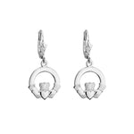 plain image of solvar 14k white gold claddagh drop earrings S3356 on the white background