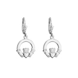 plain image of solvar 14k white gold claddagh drop earrings S3356 on the white background