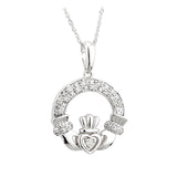 14k white gold diamond claddagh pendant s45603 from Solvar