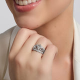 ladies 14k white gold diamond irish claddagh ring s21024 from Solvar on a model 2