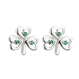 14K white gold emerald shamrock earrings s33485 from Solvar