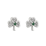 14k white gold diamond and emerald shamrock searrings s3977 from Solvar